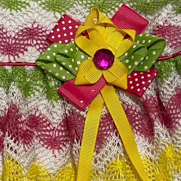 Rare Editions Girls Dress with Multi Colors of Spring and a Front Flower Size 2T - Picture 5 of 8